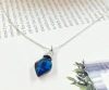 The new S925 sterling silver pendant set with sea blue topaz in the shape of a teardrop pear is a versatile and elegant bride necklace with a gentle smile Specification image